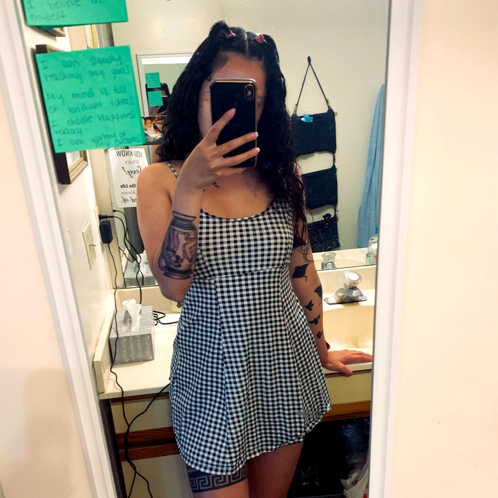 Gingham Mini Skater Dress